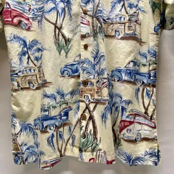 Blue Water Wear Button Up Men's Large Cream Rare Volkswagen Surf Van Beach Shirt - Picture 3 of 16